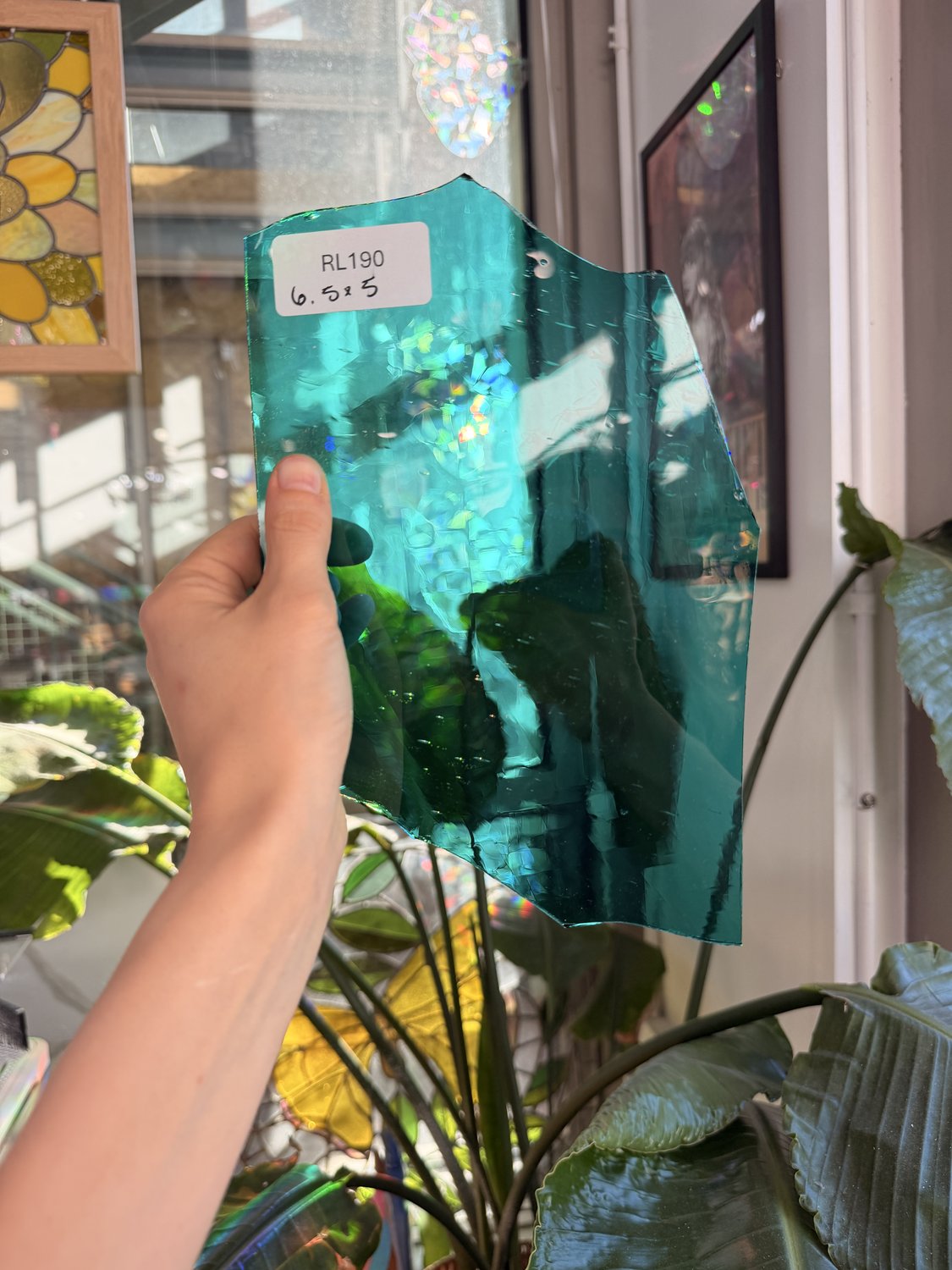 Vintage Blue Teal Mouth Blown Sheet Glass