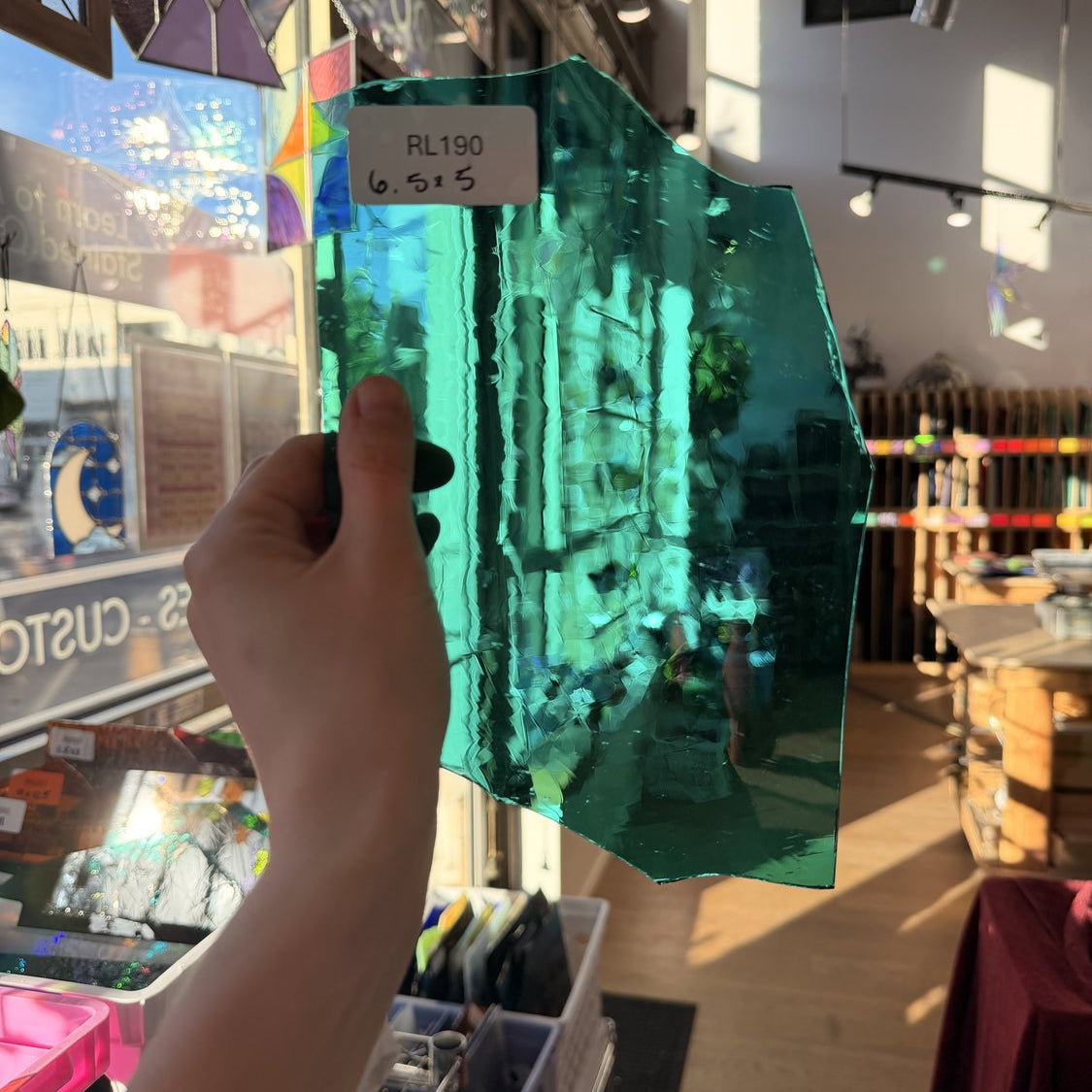 Vintage Blue Teal Mouth Blown Sheet Glass