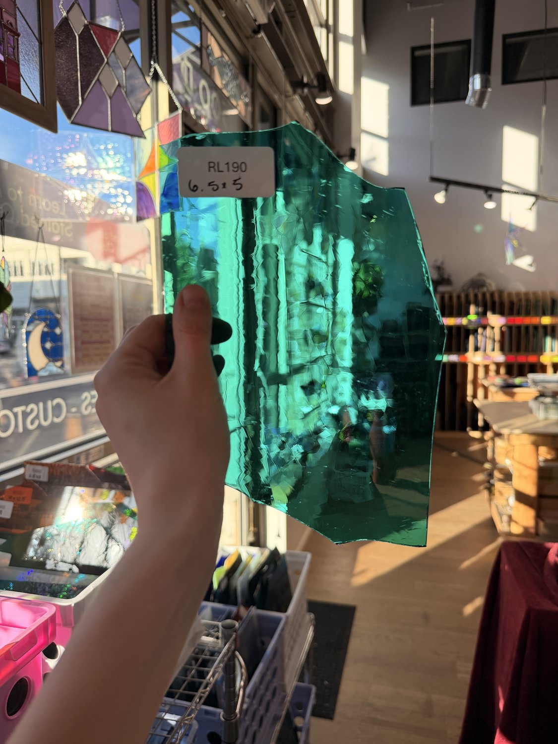 Vintage Blue Teal Mouth Blown Sheet Glass