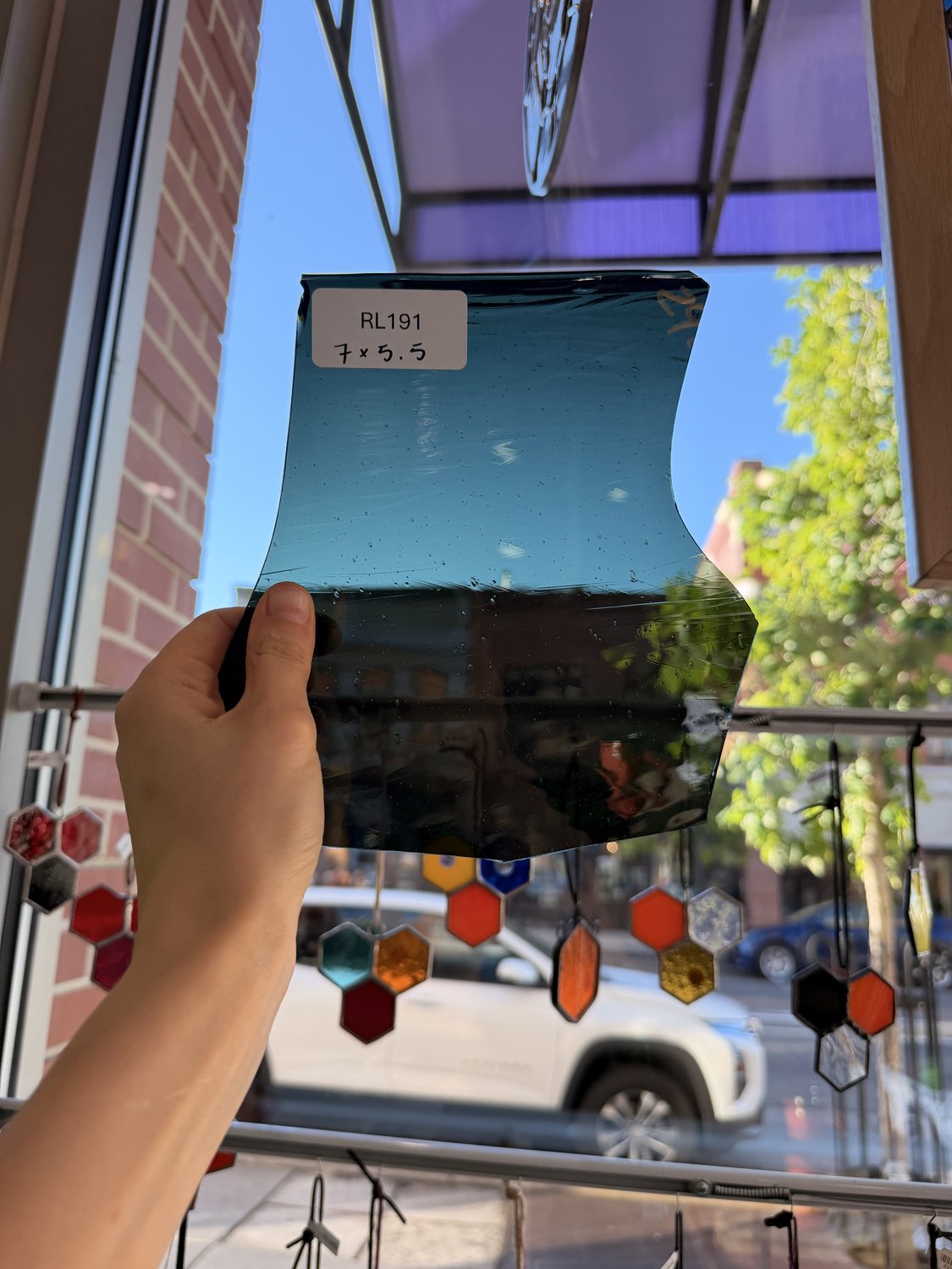 Dark Gray Blue Mouthblown Sheet Glass