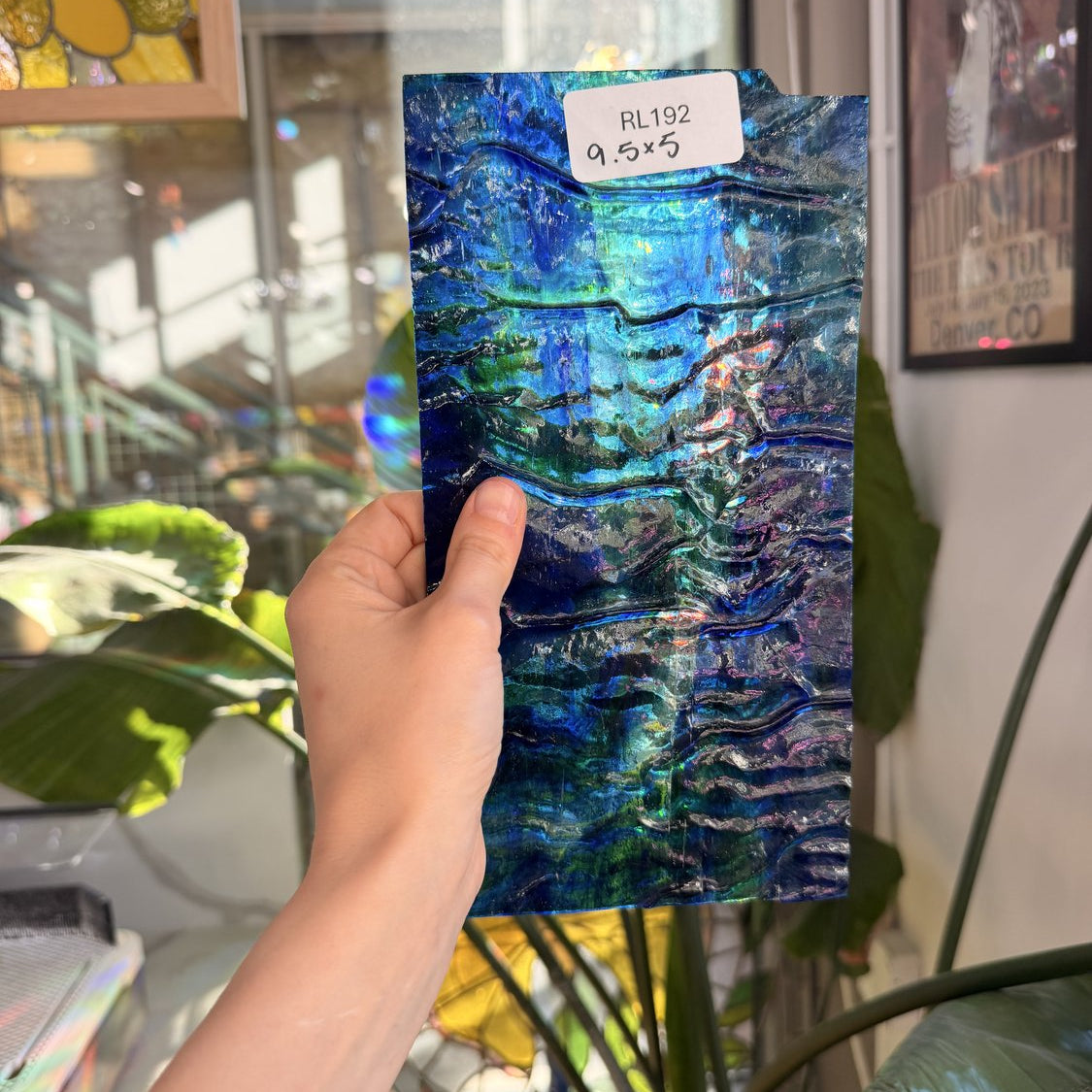 Dark Blue Green Mixed Rippled Sheet Glass
