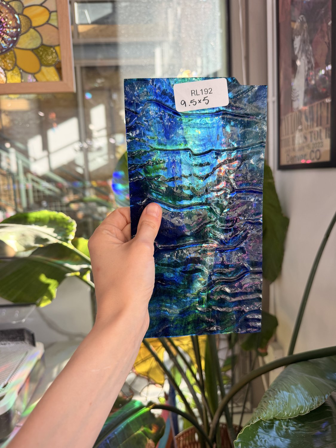 Dark Blue Green Mixed Rippled Sheet Glass
