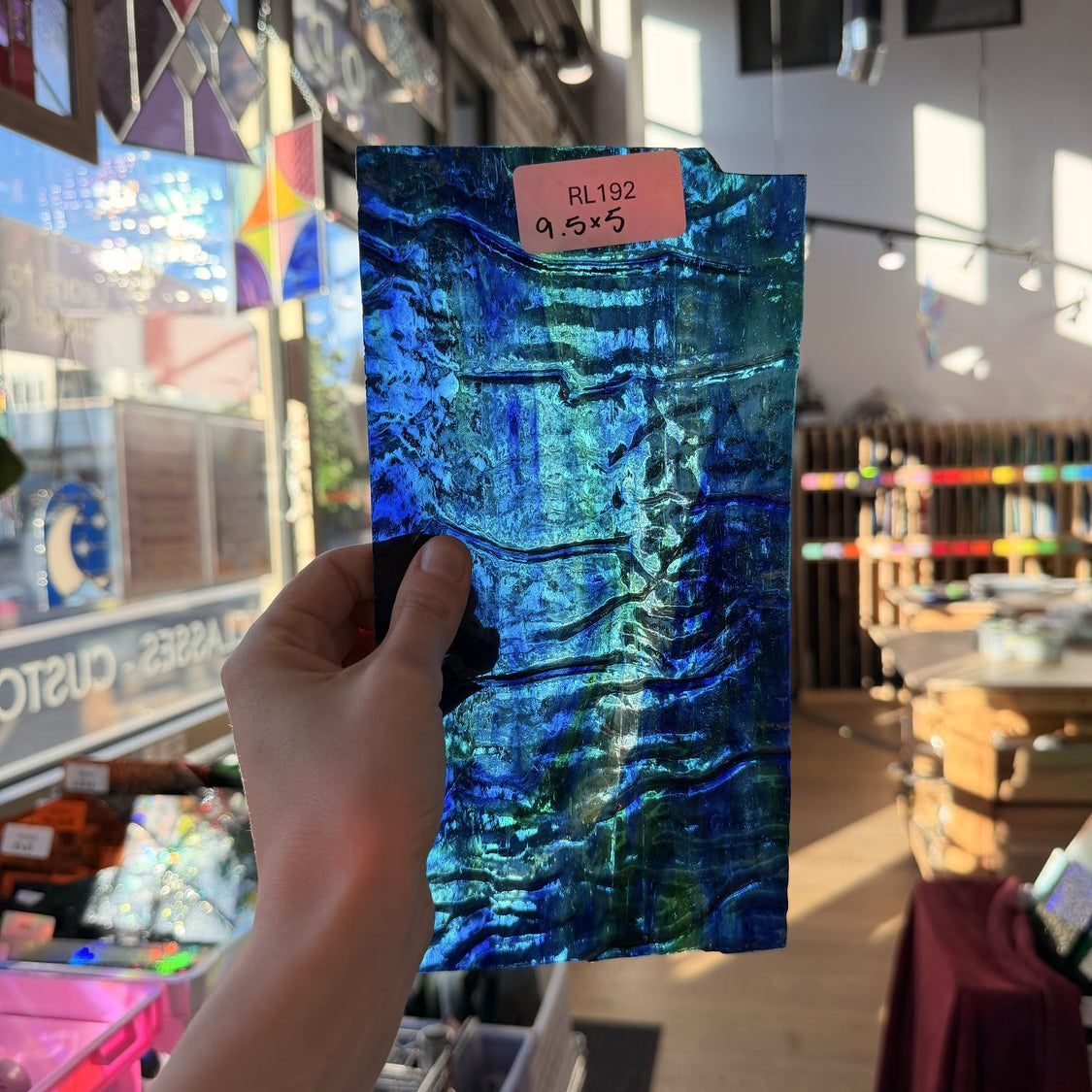 Dark Blue Green Mixed Rippled Sheet Glass