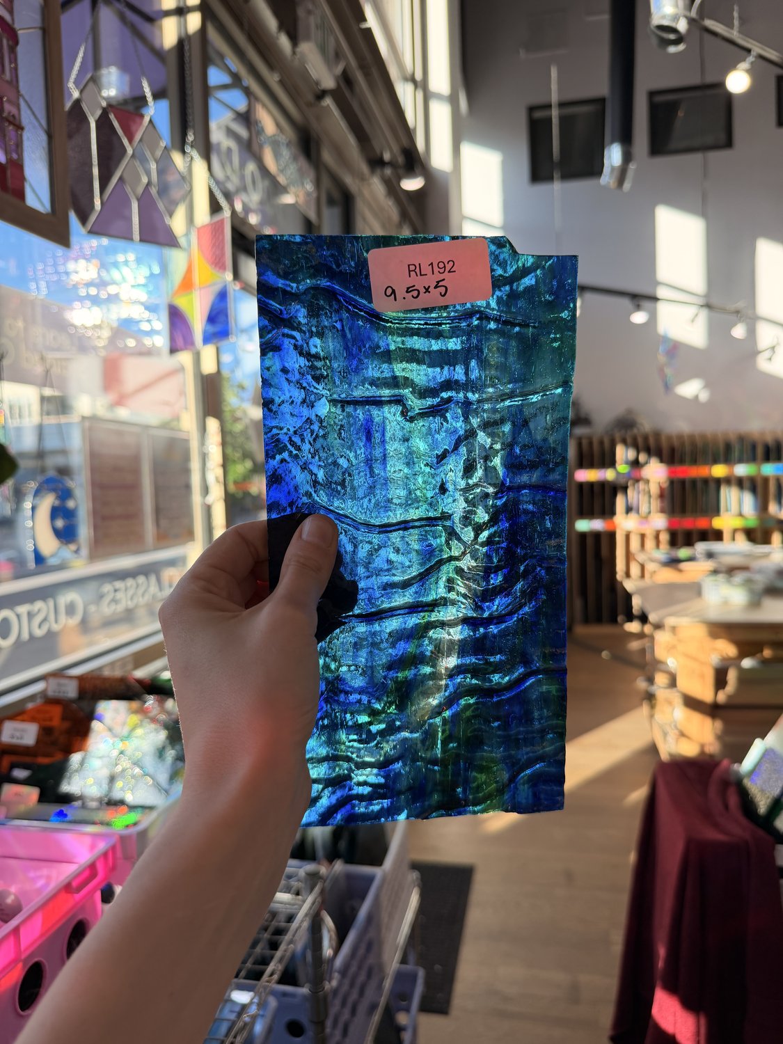 Dark Blue Green Mixed Rippled Sheet Glass