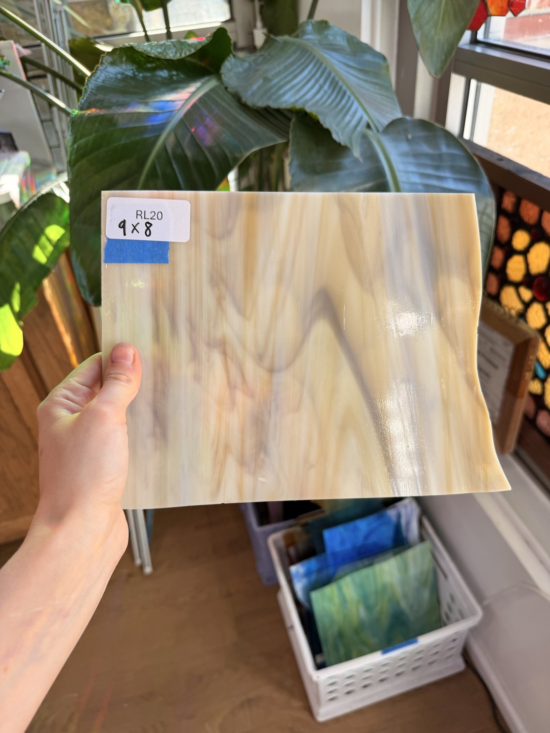 Light Brown Wispy Opal Oceanside Sheet Glass