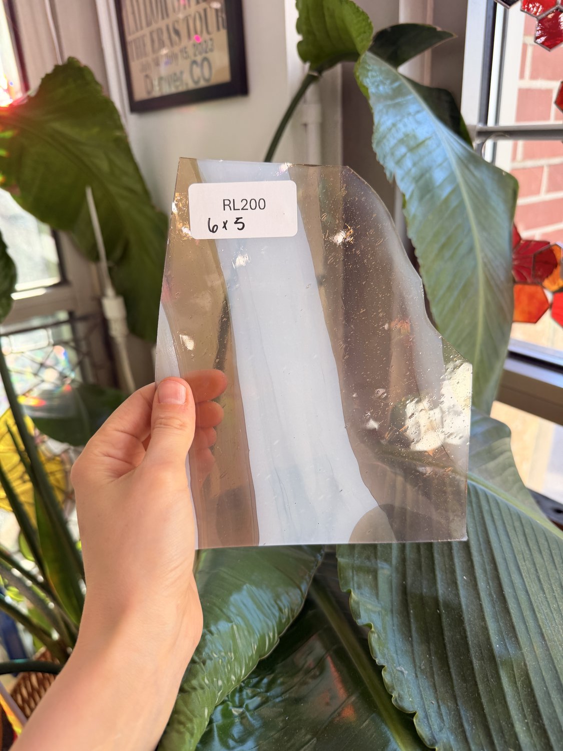 Tan White AC Fischer Vintage Mouth Blown Sheet Glass
