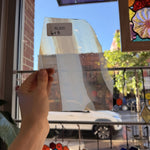 Tan White AC Fischer Vintage Mouth Blown Sheet Glass