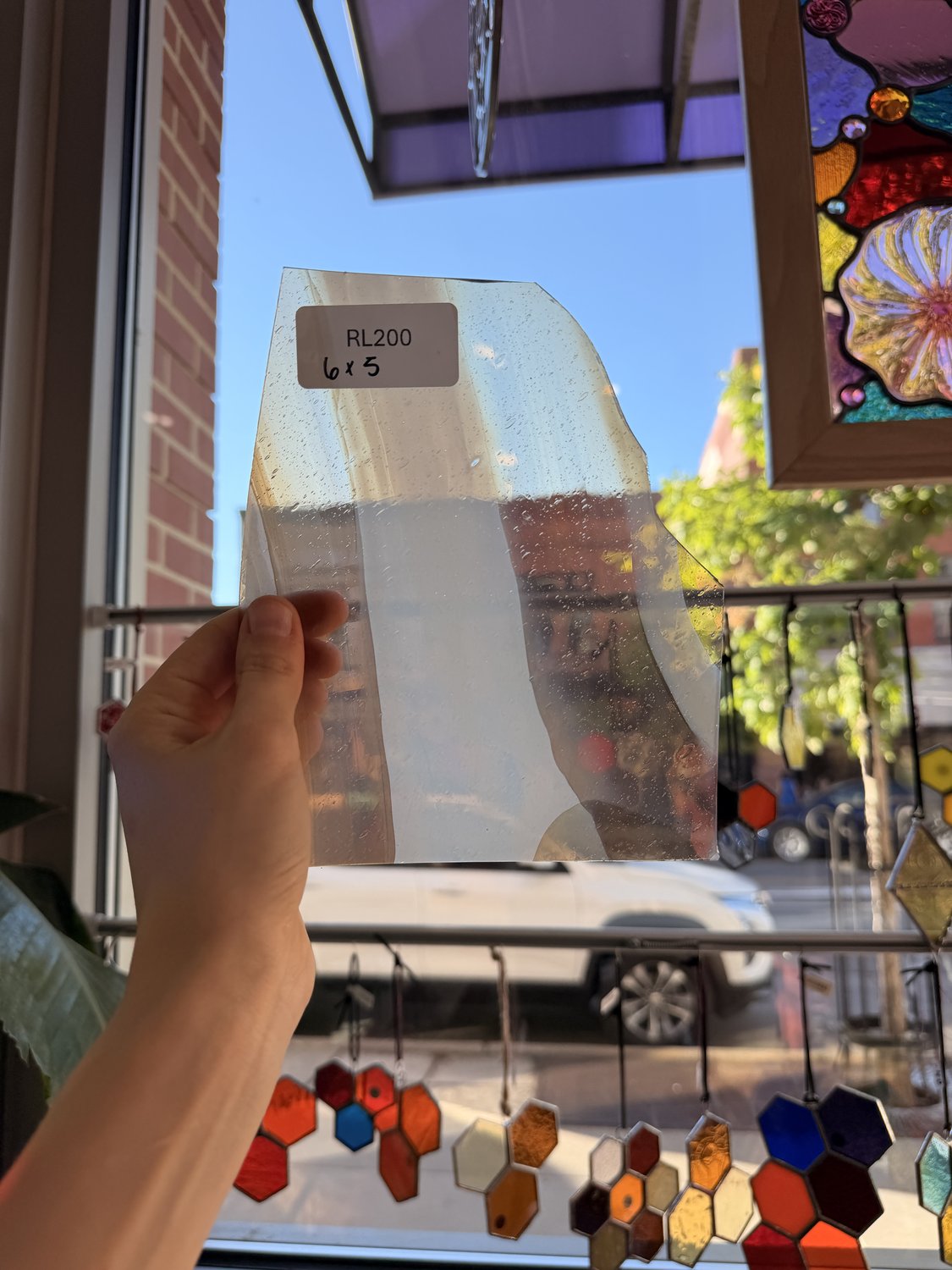 Tan White AC Fischer Vintage Mouth Blown Sheet Glass