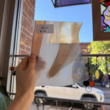 Tan White AC Fischer Vintage Mouth Blown Sheet Glass