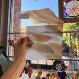 Tan White AC Fischer Vintage Mouth Blown Sheet Glass