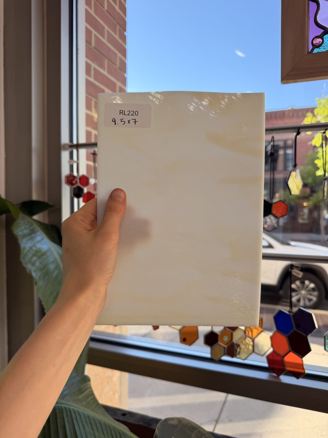 White Tan Wispy Opal Sheet Glass