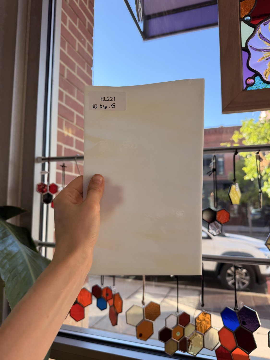 White Tan Wispy Opal Sheet Glass