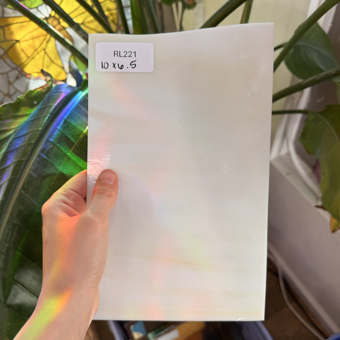 White Tan Wispy Opal Sheet Glass
