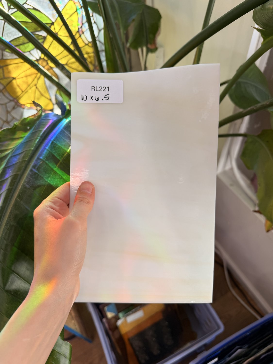 White Tan Wispy Opal Sheet Glass