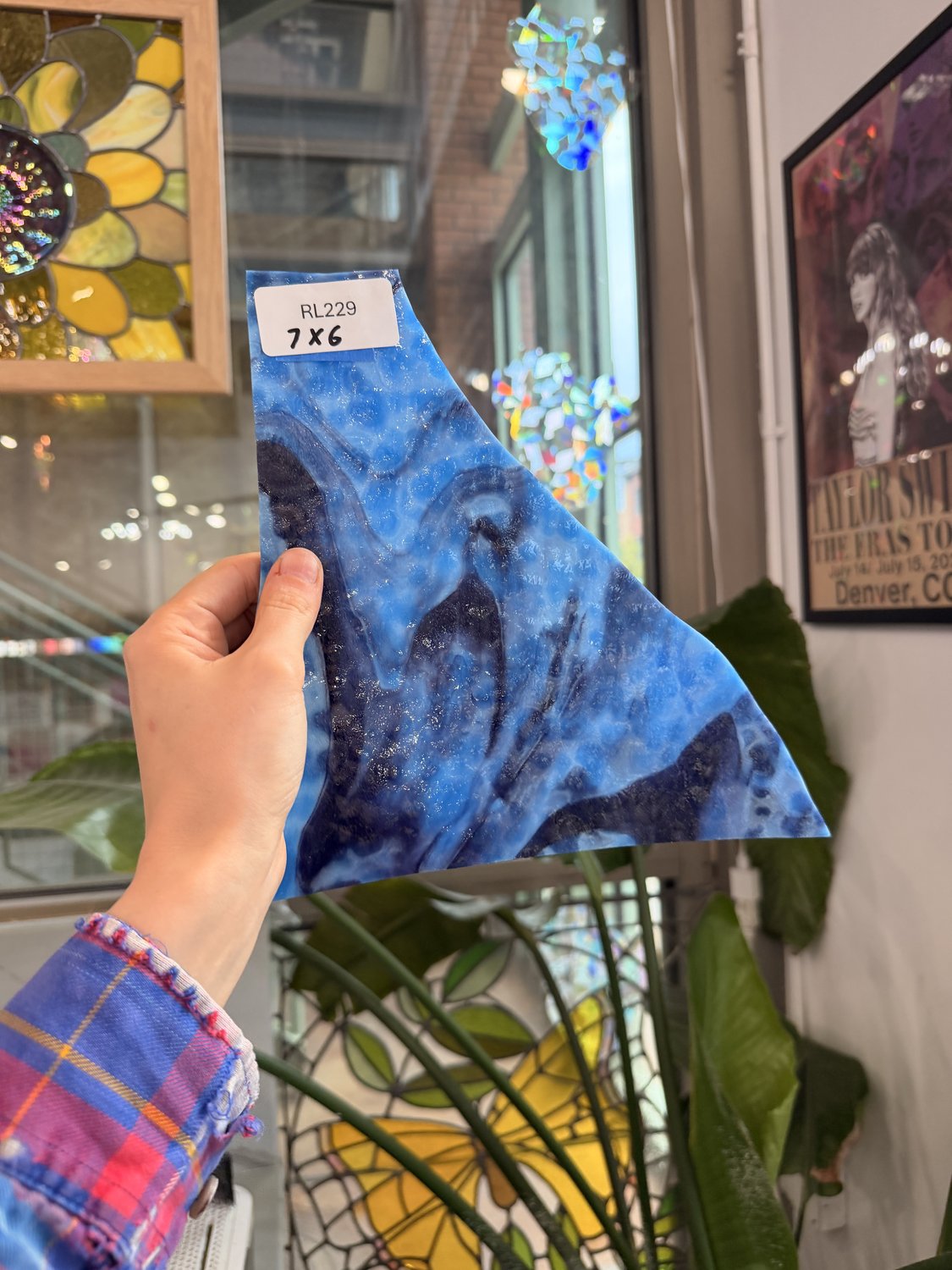 Blue Purple Mixed Mottled Youghiogheny Sheet Glass