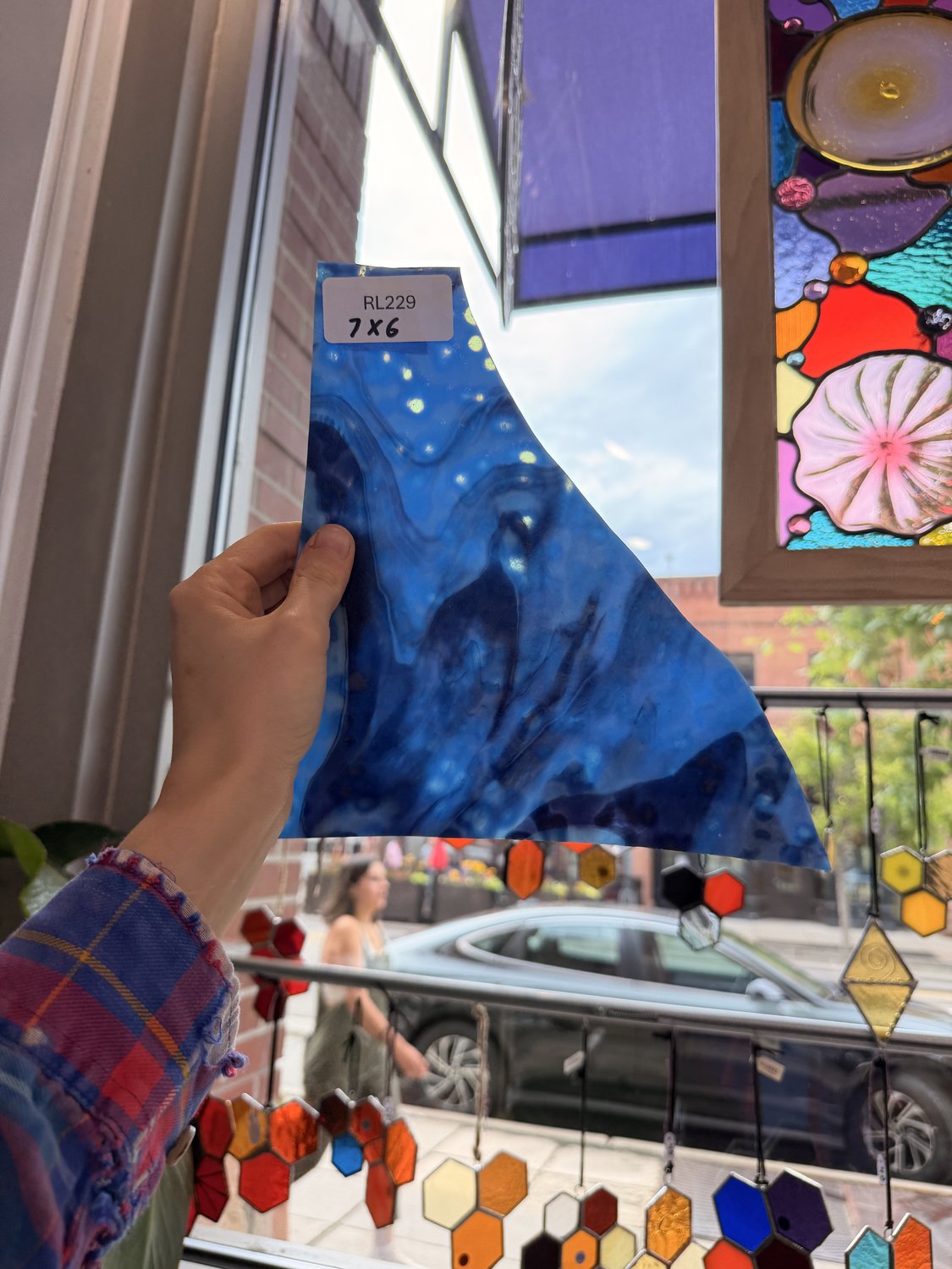 Blue Purple Mixed Mottled Youghiogheny Sheet Glass