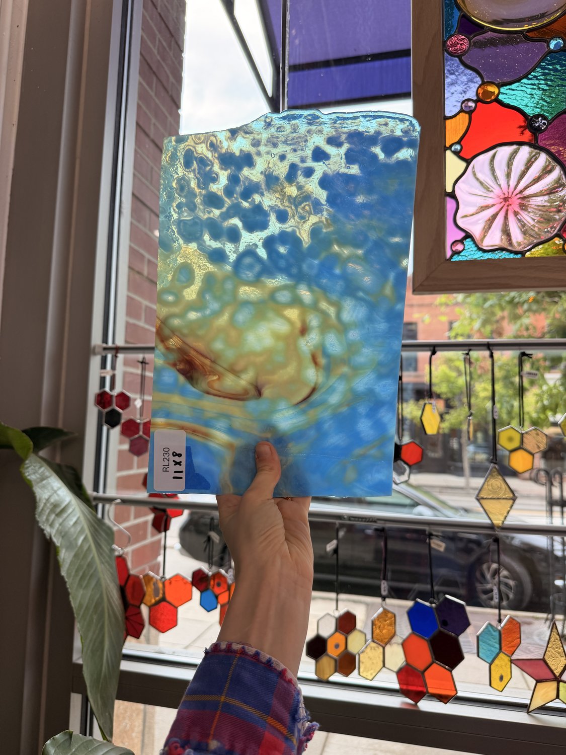 Blue Amber Mixed Mottled Youghiogheny Sheet Glass