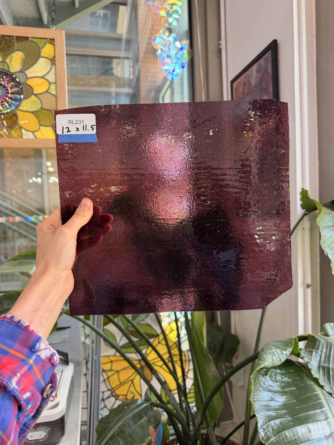 Dark Plum Pink Purple Transparent Textured Sheet Glass