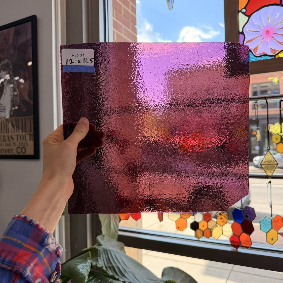 Dark Plum Pink Purple Transparent Textured Sheet Glass
