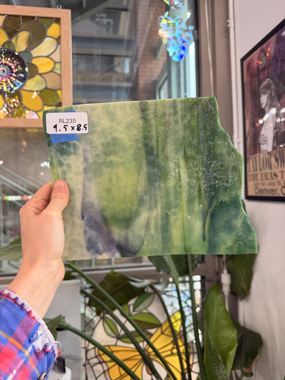 Green Tan Purple Mixed Youghiogheny Sheet Glass