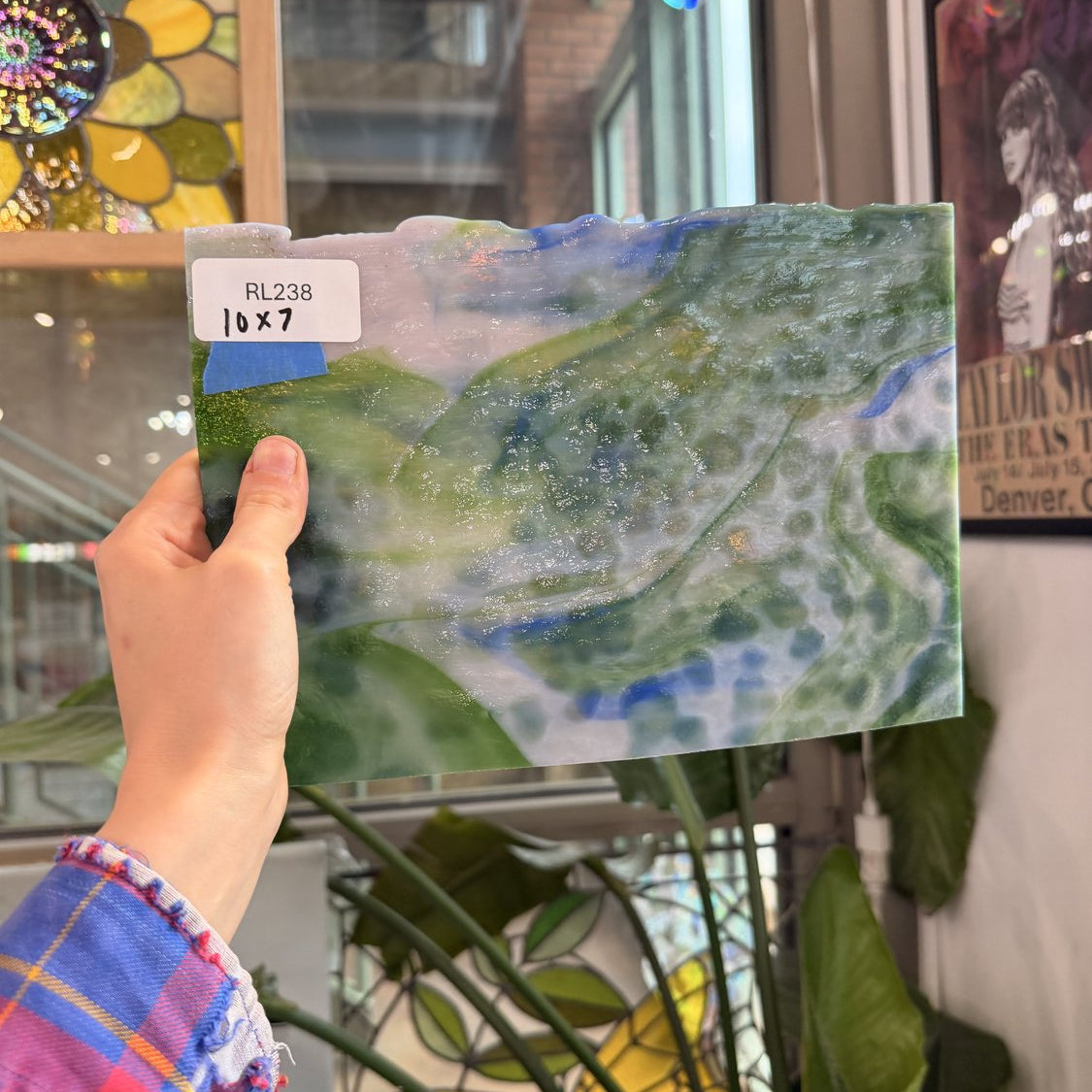 Blue Green Mixed Mottled Youghiogheny (3644 RG) Sheet Glass