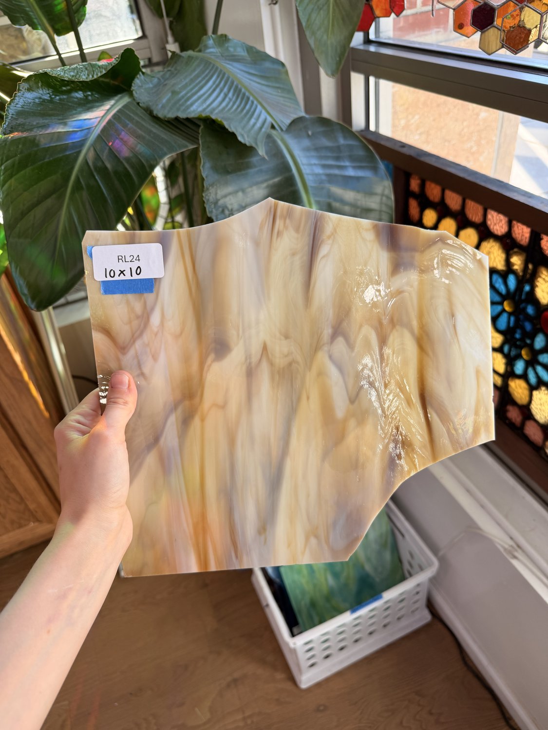 Light Brown Wispy Opal Oceanside Sheet Glass