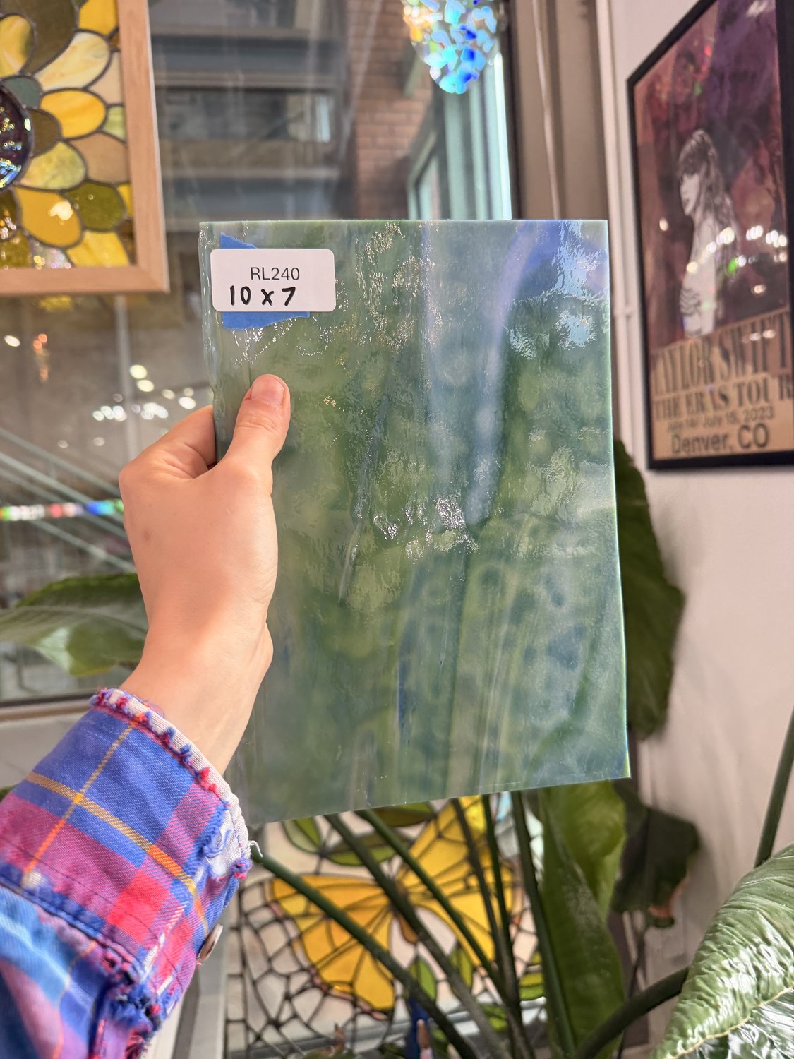 Blue Green Mixed Mottled Youghiogheny (3644 RG) Sheet Glass – RL240