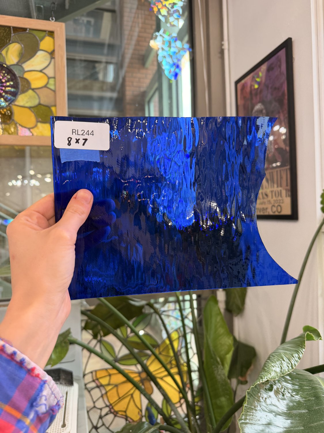 Vintage Dark Blue Textured Spectrum Waterglass Sheet Glass – RL244