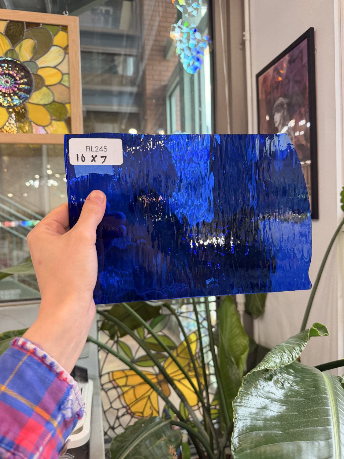 Vintage Dark Blue Textured Spectrum Waterglass Sheet Glass – RL245