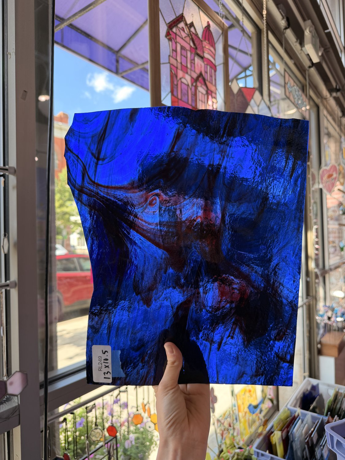 Dark Blue Red Mixed Transparent (Large) Sheet Glass