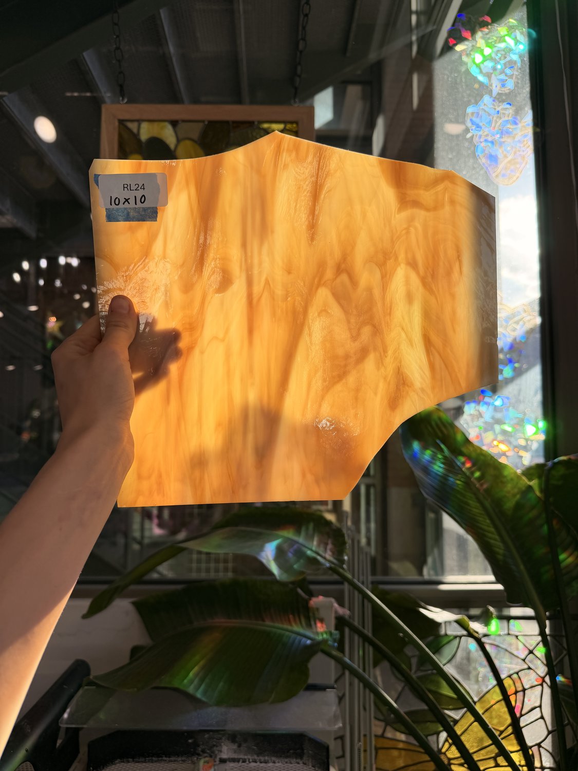 Light Brown Wispy Opal Oceanside Sheet Glass