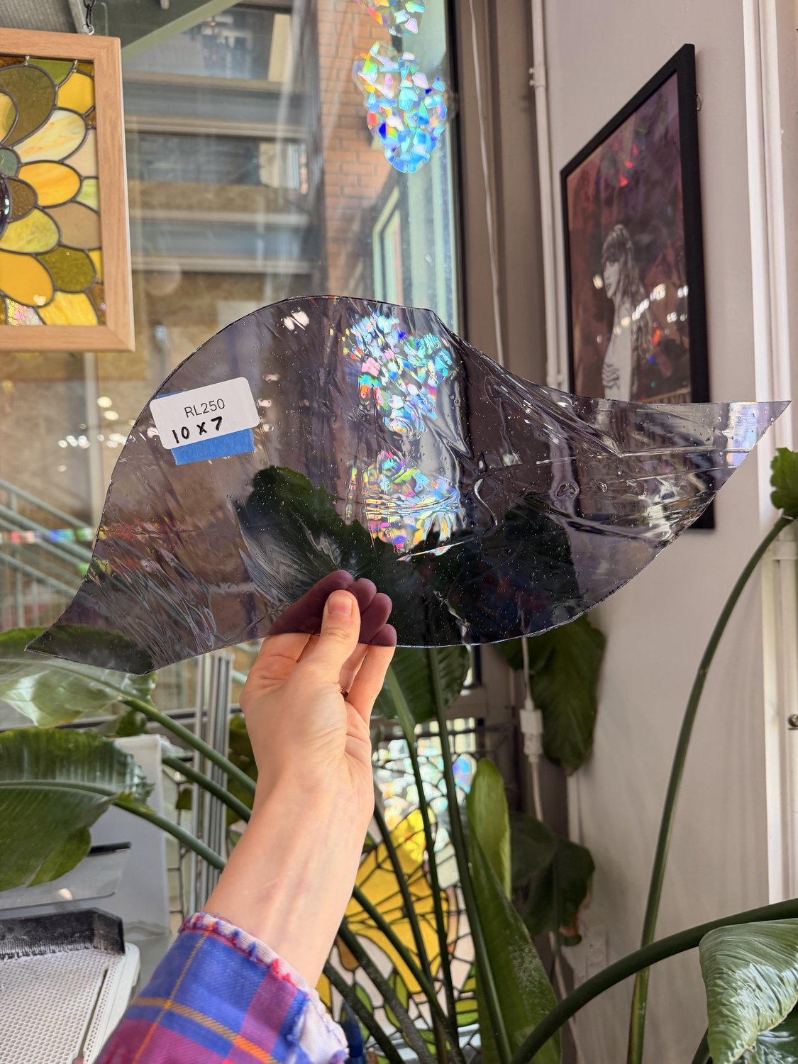 Light Purple Wispy Transparent Reamy Mouthblown Sheet Glass