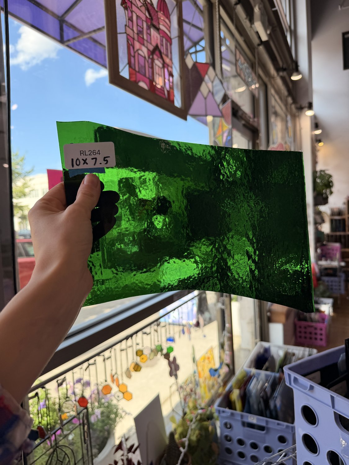 Vintage Dark Green Textured Spectrum Sheet Glass