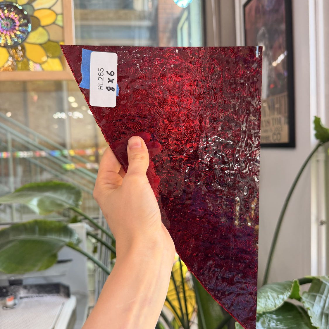 Ruby Red Transparent Florentine Wissmach Sheet Glass