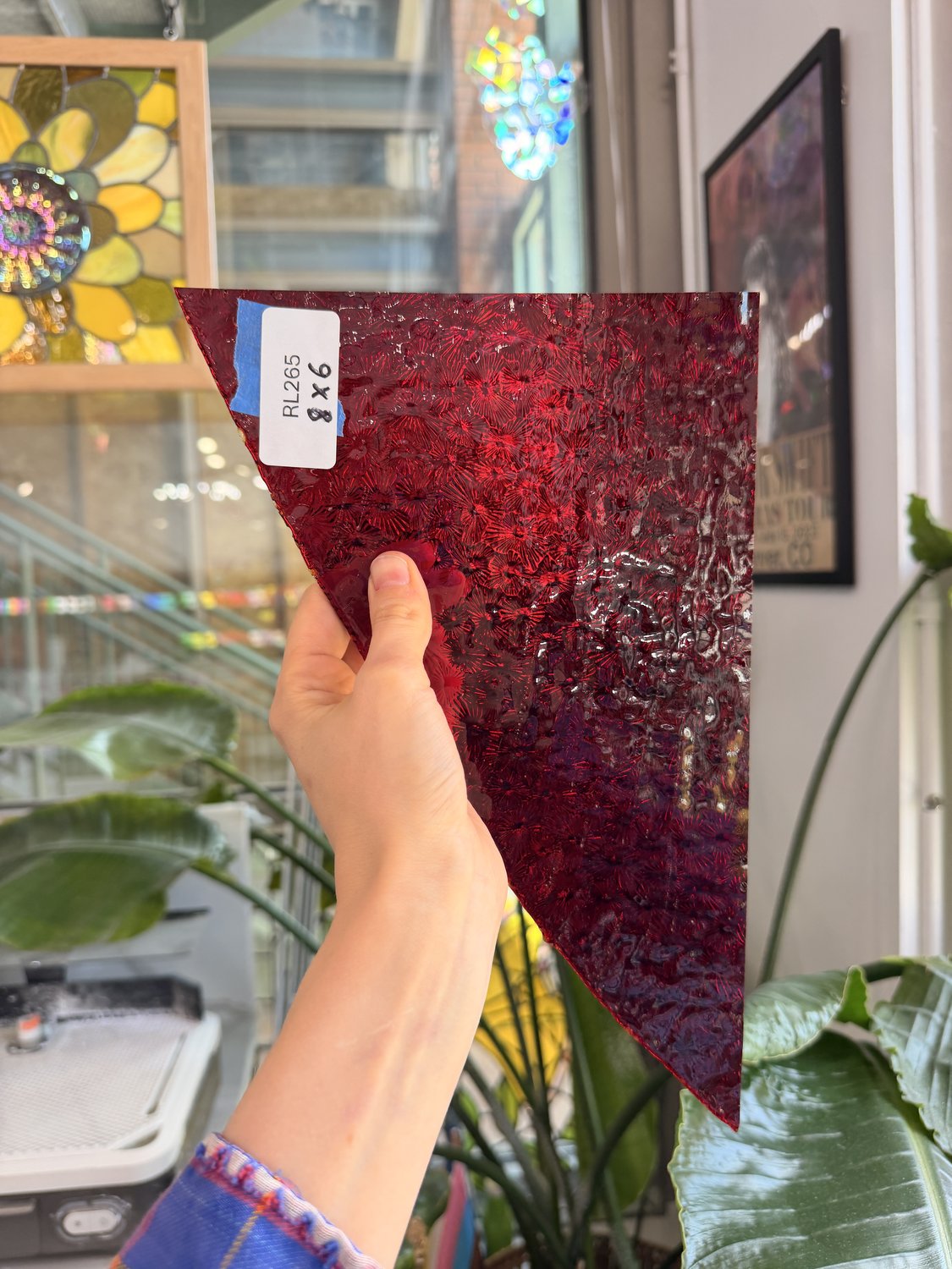 Ruby Red Transparent Florentine Wissmach Sheet Glass