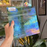Dark Green Mixed Wispy Iridescent Wissmach Sheet Glass