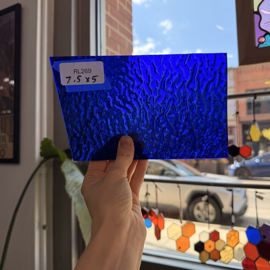 Cobalt Blue Ripple Wissmach Textured Transparent Sheet Glass