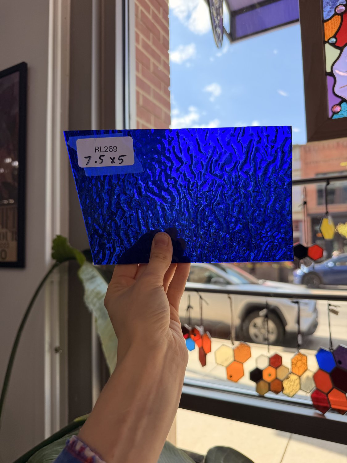 Cobalt Blue Ripple Wissmach Textured Transparent Sheet Glass