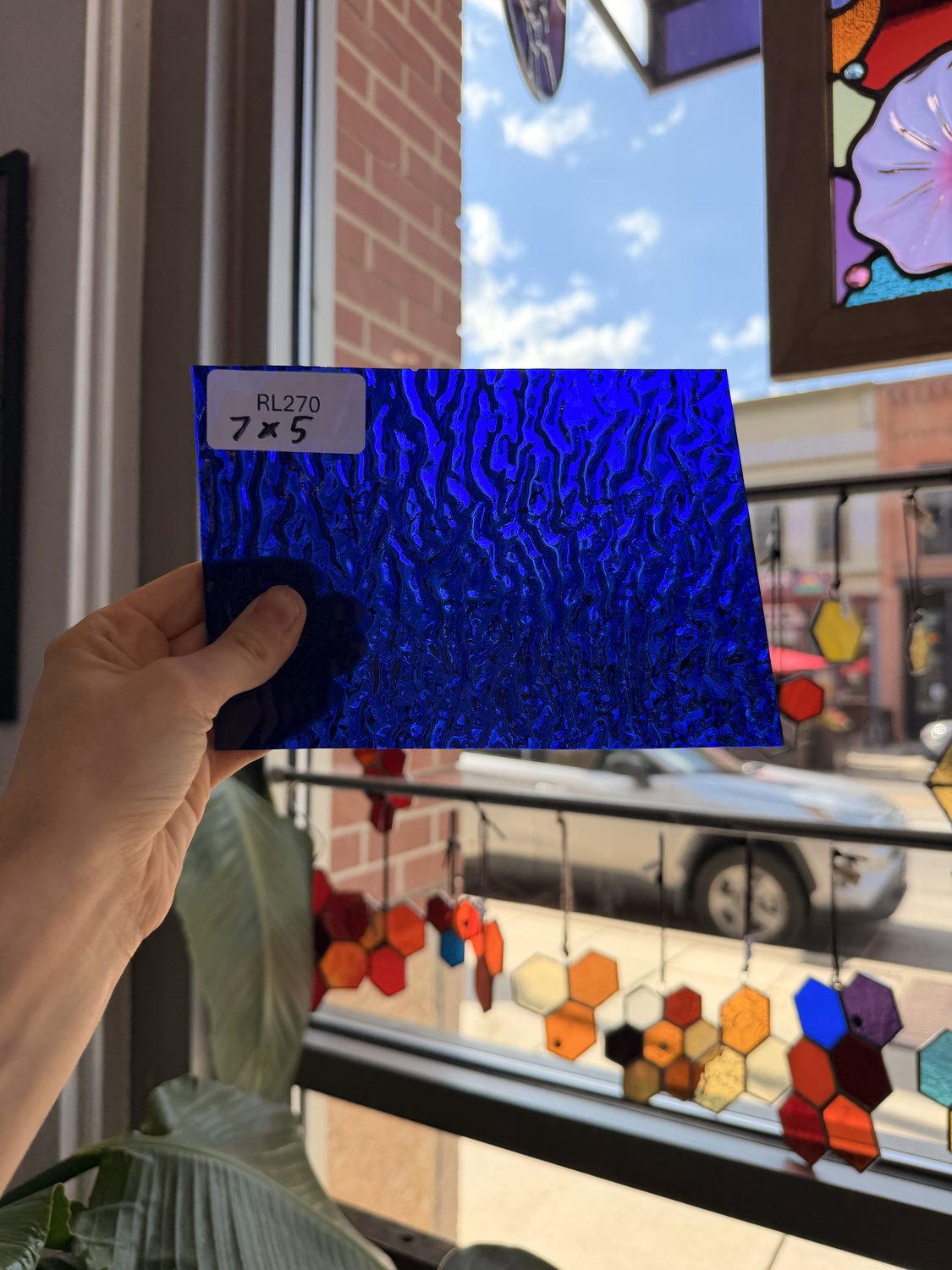 Cobalt Blue Ripple Wissmach Textured Transparent Sheet Glass
