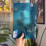 Caribbean Blue Transparent Textured Florentine Wissmach Sheet Glass