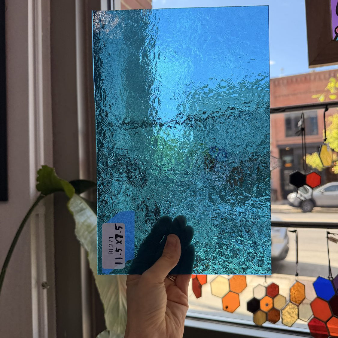 Caribbean Blue Transparent Textured Florentine Wissmach Sheet Glass