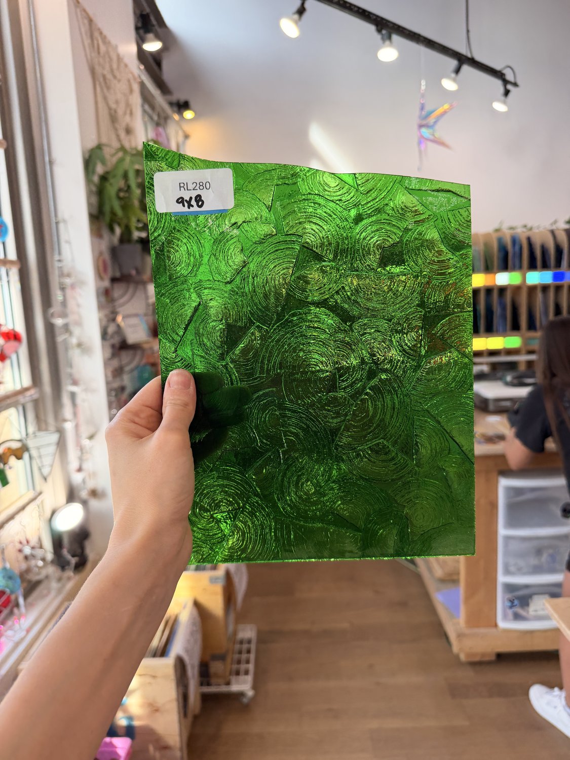 Medium Transparent Christmas Green Rondalite Kokomo Sheet Glass