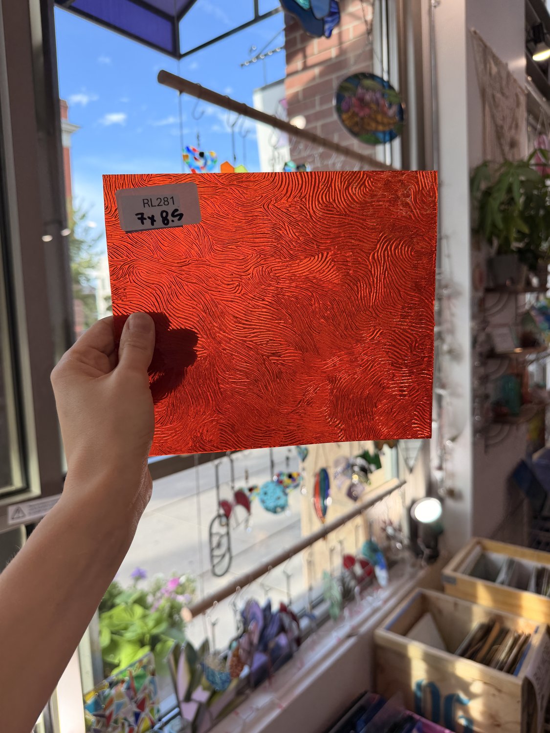 Orange Cathedral Transparent Textured Vertigo Kokomo Sheet Glass