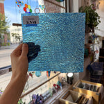 Iridescent Transparent Peacock Blue Tight Ripple Kokomo Sheet Glass