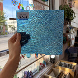 Iridescent Transparent Peacock Blue Tight Ripple Kokomo Sheet Glass