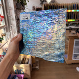 Iridescent Transparent Peacock Blue Tight Ripple Kokomo Sheet Glass