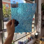 Iridescent Transparent Peacock Blue Tight Ripple Kokomo Sheet Glass