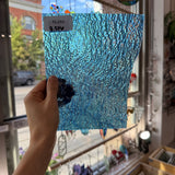 Iridescent Transparent Peacock Blue Tight Ripple Kokomo Sheet Glass