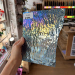 Iridescent Transparent Peacock Blue Tight Ripple Kokomo Sheet Glass