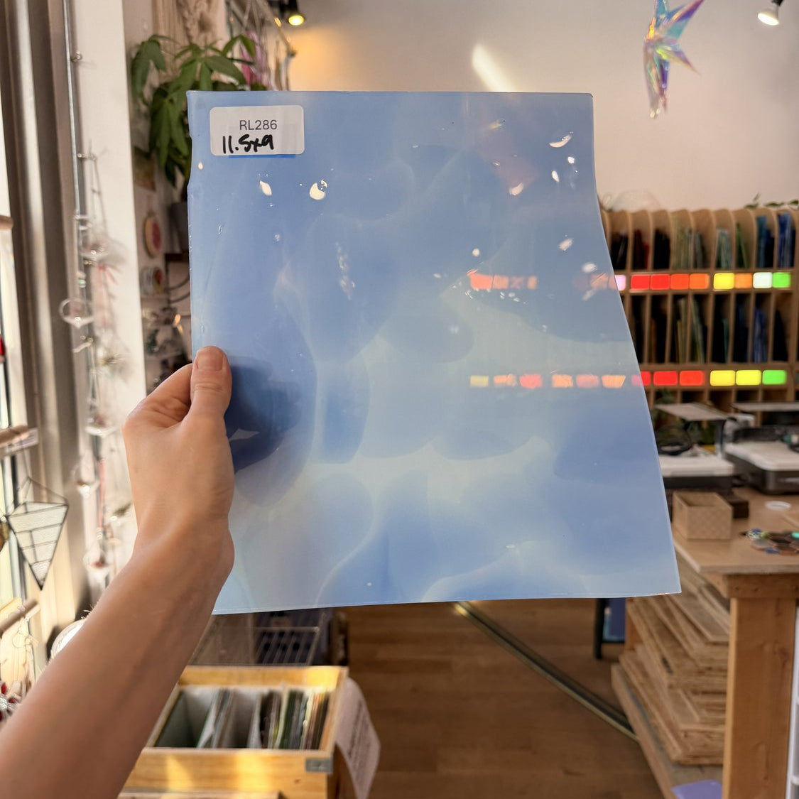 Mouthblown Flash on Clear St Just Blue White Cloud Mix